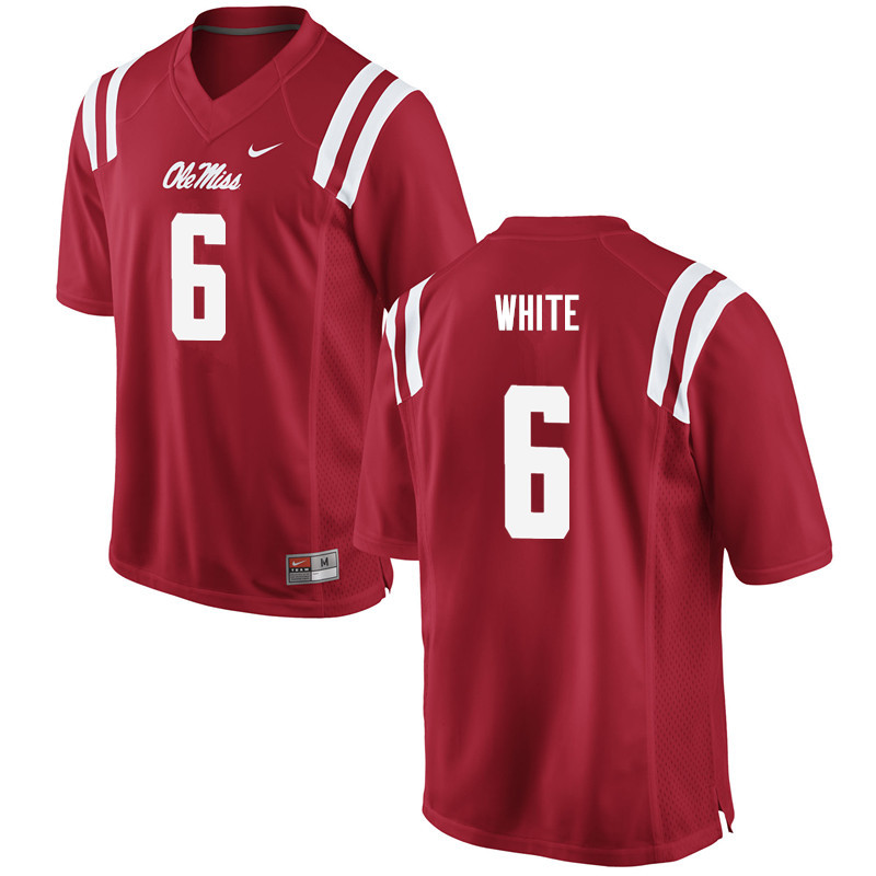 Kam White Ole Miss Rebels NCAA Men's Red #6 Stitched Limited College Football Jersey VTW8858QM
